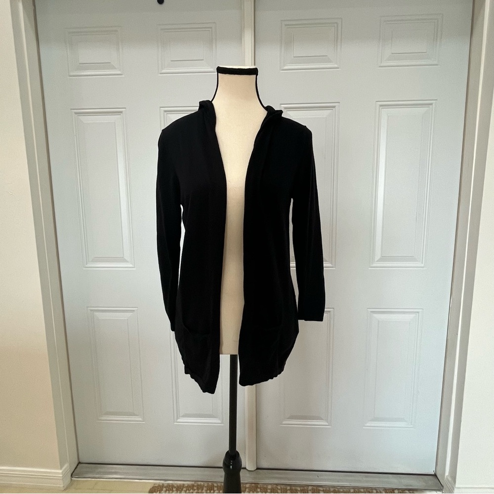 August Silk Cardigan‎ Kimono Topper Longline Hoodie Quiet Luxury Pockets Sz M